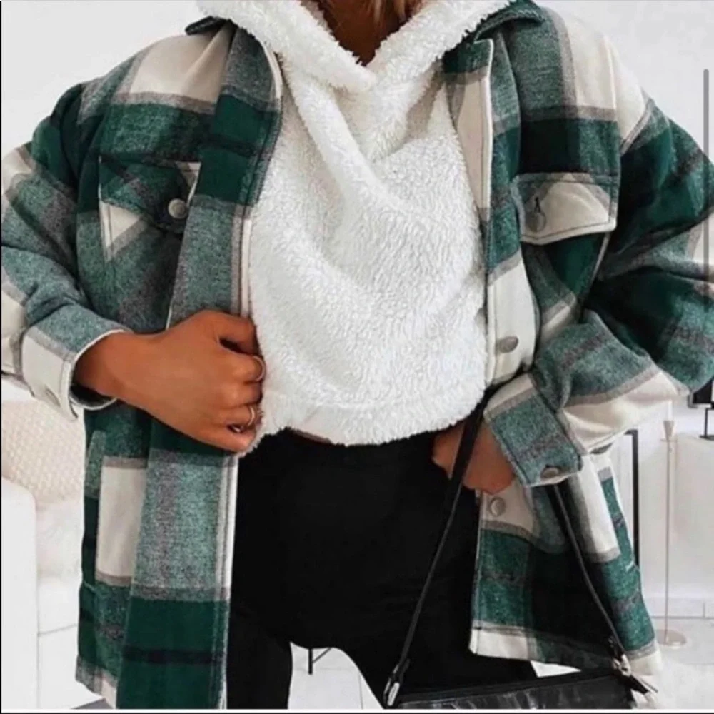 ZARA Blogger Favorite Plaid Shacket - Picture 1 of 8